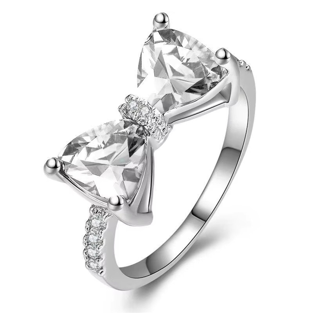 Gorgeous & Sparkly Bow Ring with Cubic Zirconia Accents – Size 10 NWT